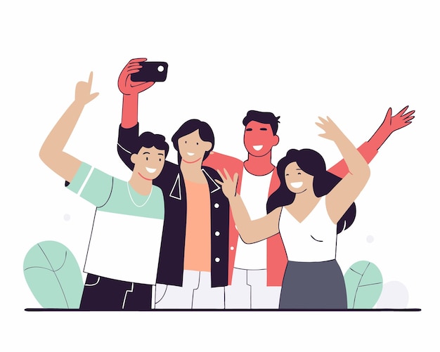 Group of young people posing for a photo illustration