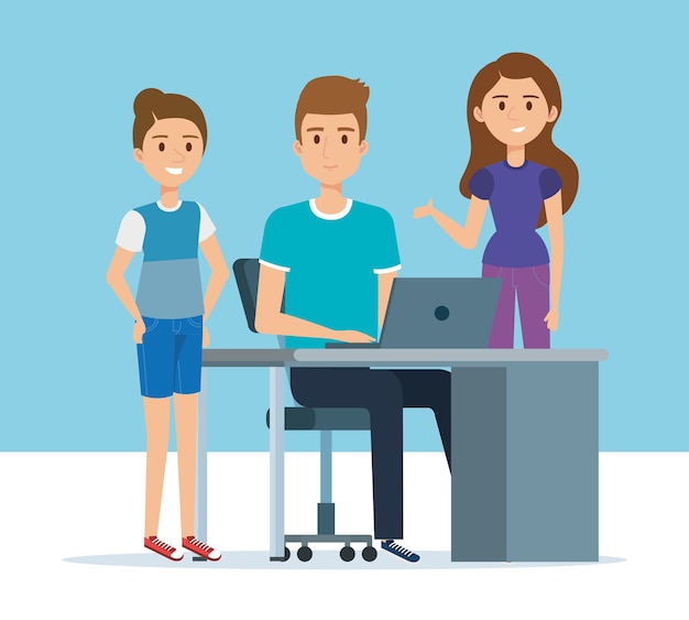 Group of young people in the workplace avatars