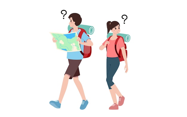 Group of young tourist characters Traveling tourists with travel backpack going on vacation trip after covid19 virus was diminish Vacation people isolated vector Summer character woman and man