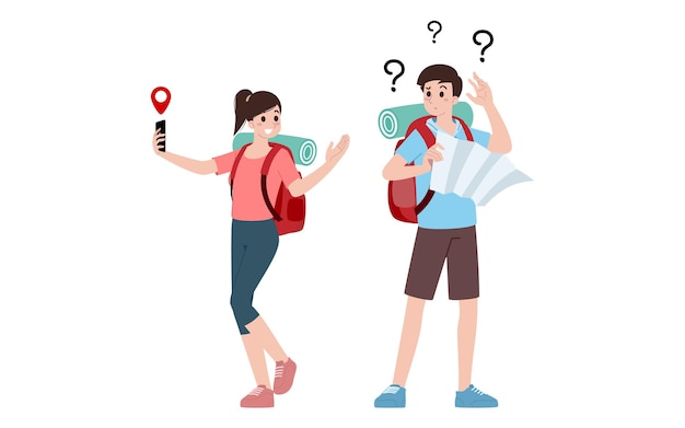 Group of young tourist characters Traveling tourists with travel backpack going on vacation trip after covid19 virus was diminish Vacation people isolated vector Summer character woman and man