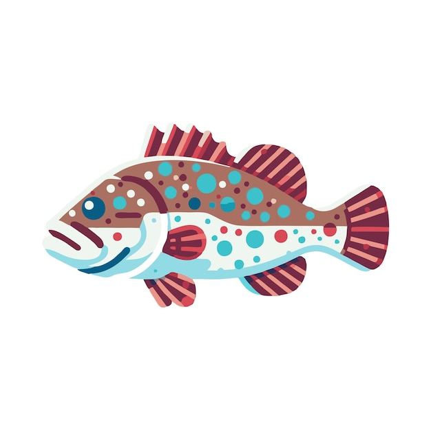 Vector grouper fish flat vector design