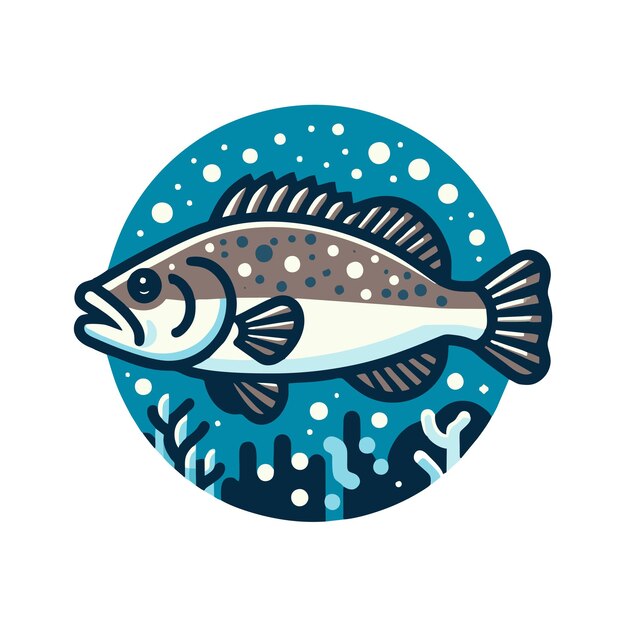 Vector grouper fish logo flat vector design