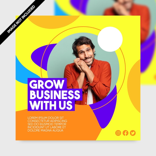 Grow business modern social media post template