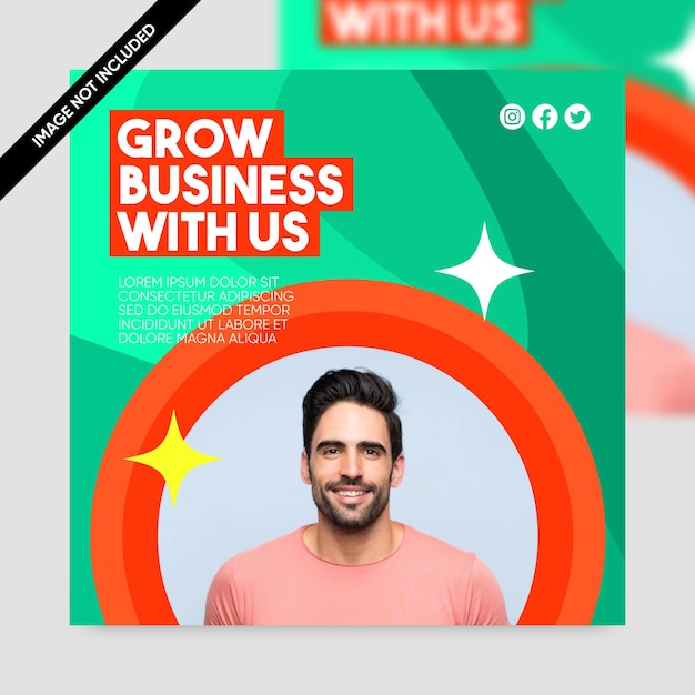 Grow business modern social media post template