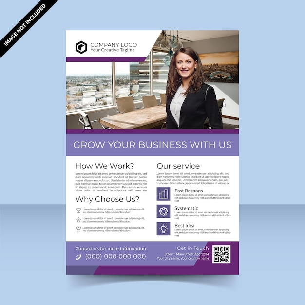 Grow business with us violet flyer design template