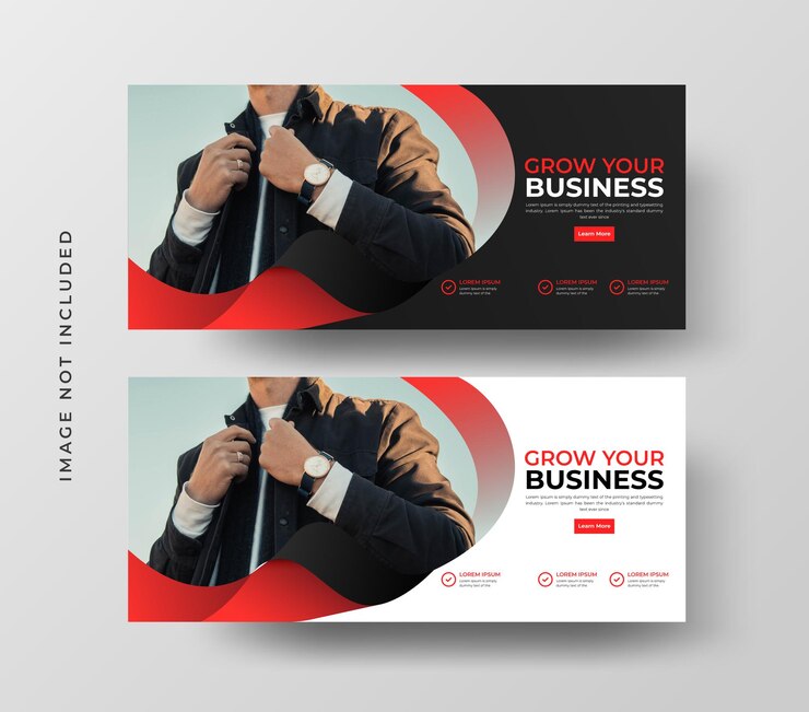 Grow Your Business Banner or Facebook Cover design template