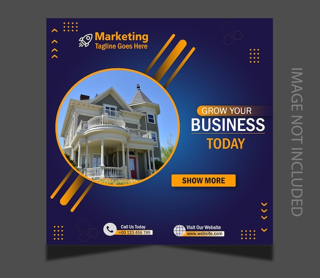 Grow your business live webinar business social media poster or cover banner post template design