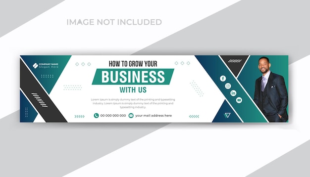 Grow your business social media linkedin cover or promotion web banner template