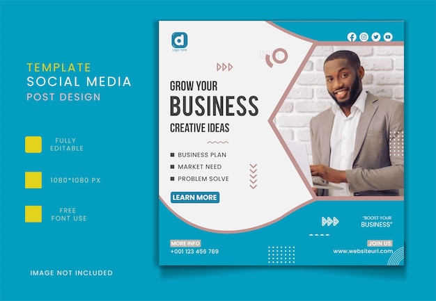 Grow your Business social media promotion banner post design template set