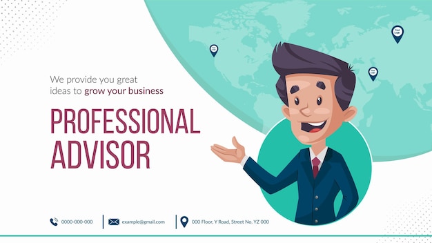 Grow your business with professional advisor landscape banner design template