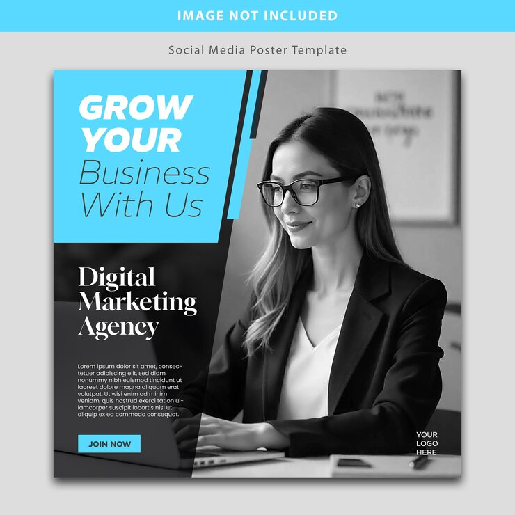 Vector grow your business with us social media poster template