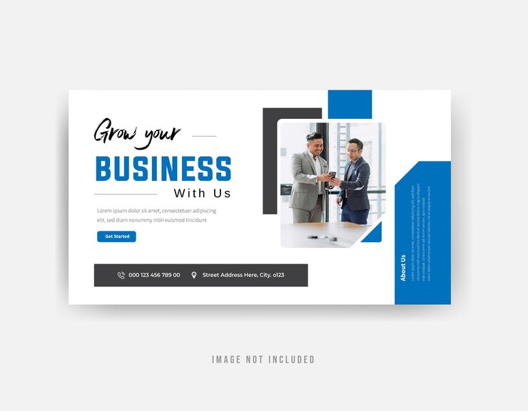 Vector grow your business with us youtube thumbnail design premium vector