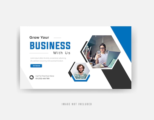 Grow your business with us YouTube thumbnail design premium vector