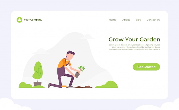 Vector grow your garden landing page