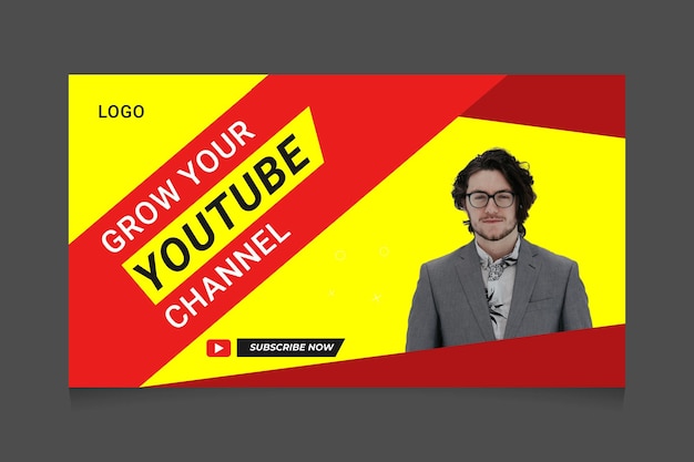 Vettore fai crescere il tuo business del canale youtube e il design del modello di banner web