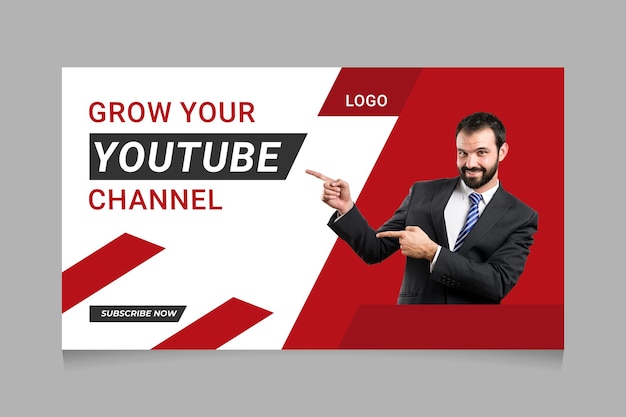 Grow Your YouTube Channel Business and web banner template Design