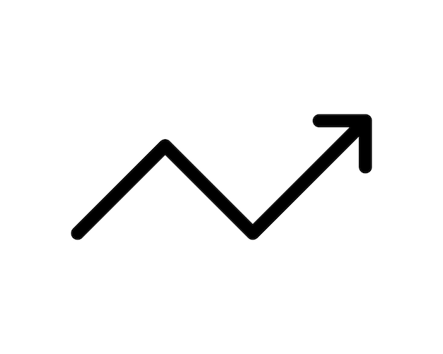 Growing arrow sign Flat style icon on white background