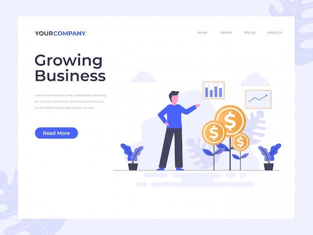 Vector growing business landing page