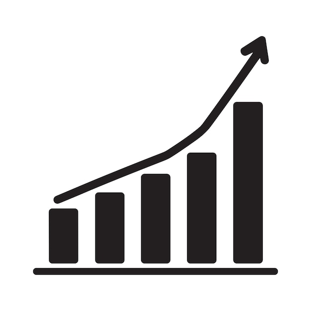 Growing graph icon vector isolated flat style symbol