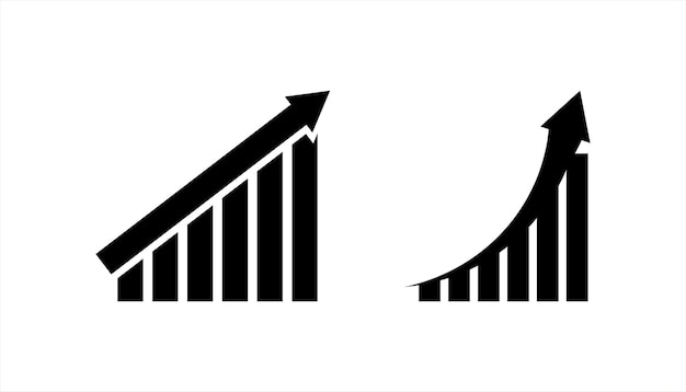 Growing graph simple icons set The graph is growing Vector illustration