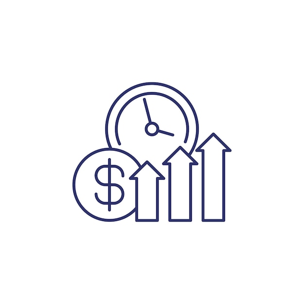 Growing income money line icon