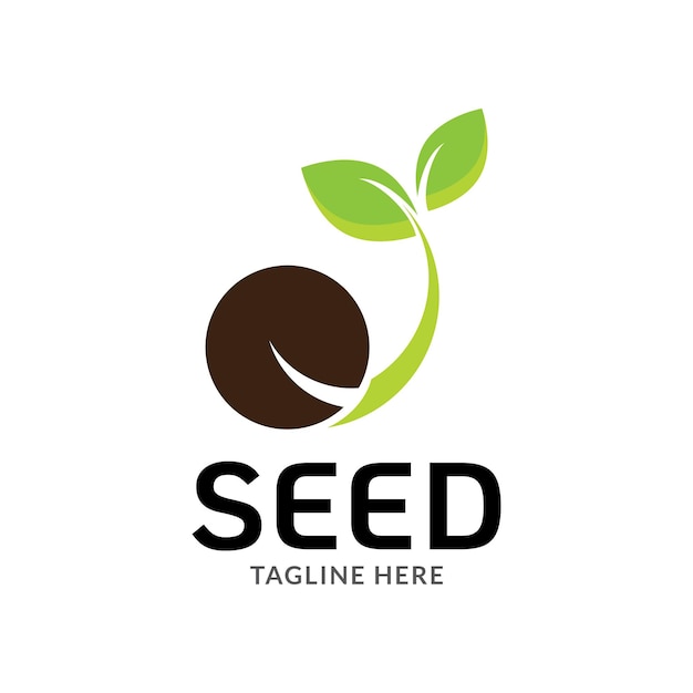 Modello di progettazione del logo di semi in crescita. adatto per la coltivazione del grano, la raccolta naturale, l'agronomia.