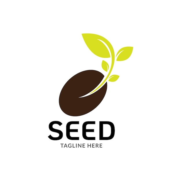 Vettore modello di progettazione del logo di semi in crescita. adatto per la coltivazione del grano, la raccolta naturale, l'agronomia.