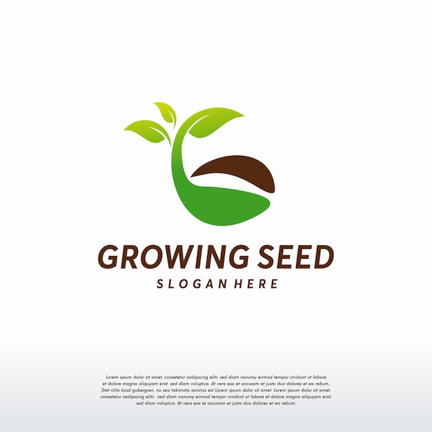 Вектор дизайна логотипа growing seed, логотип seed nature