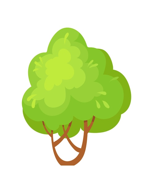 Albero in crescita. scenario verde di ambiente organico per il pianeta della vita, disegno vettoriale