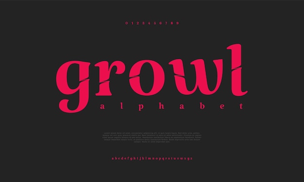 Growl premium luxury elegant alphabet letters and numbers Elegant wedding typography classic serif