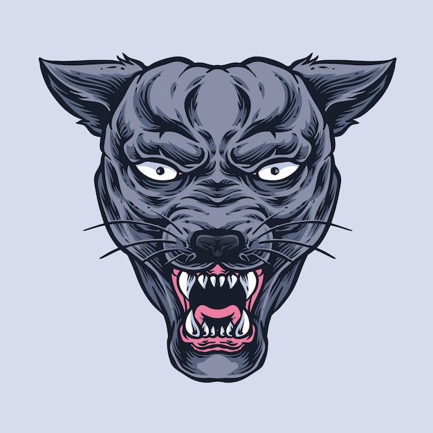 Vector growling panther head vector illustration