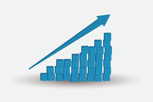 Vettore freccia di crescita diagramma economia statistica progresso aziendale astratto design piatto stile elemento vettore