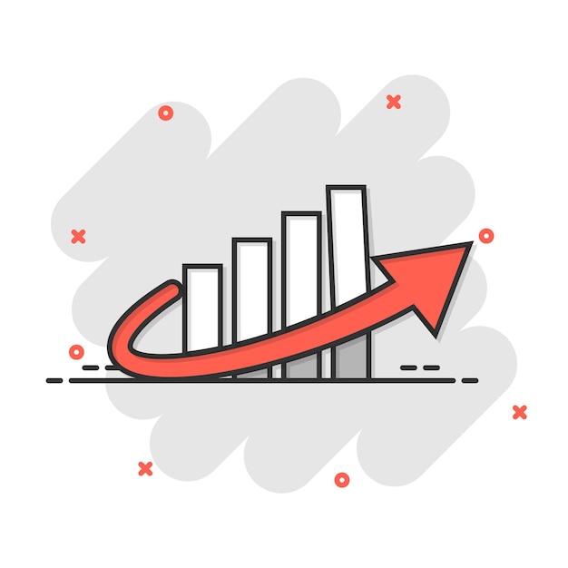 Growth arrow icon in comic style