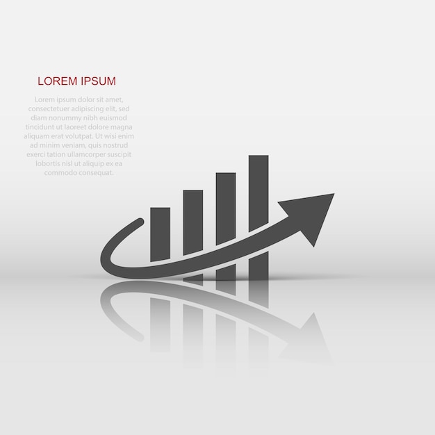 Growth arrow icon in flat style Revenue vector illustration on white isolated background Increase business concept