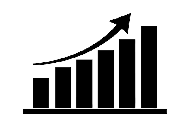 Growth bar chart Growing graph Business chart with arrow vector illustration
