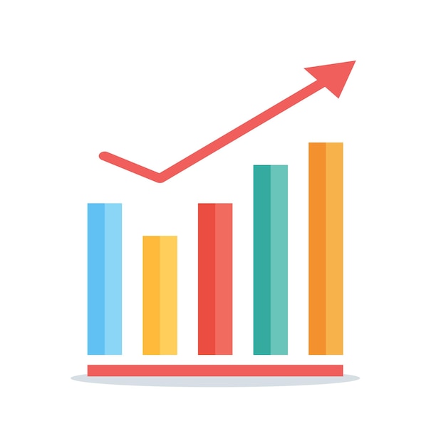 Growth bar graph cartoon icon vector illustration