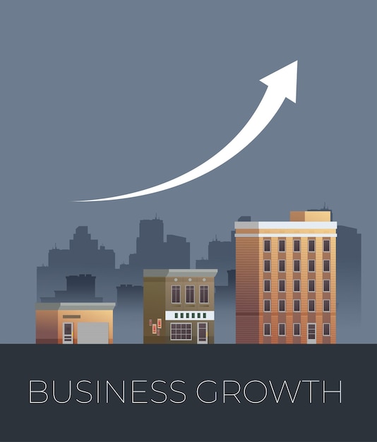 Growth of business Buildings of company small middle and big Flat vector