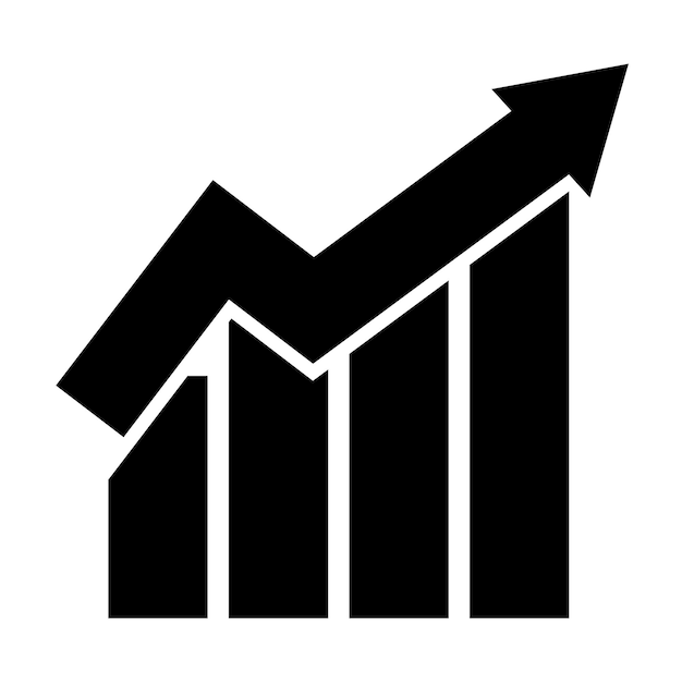 Growth chart icon on white background Graph up icon vector eps