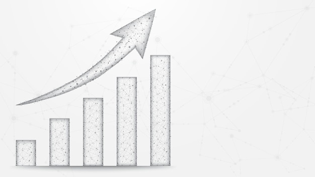 Vector growth chart line connection low poly design abstract geometric background vector illustration