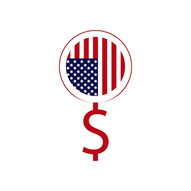 ベクトル アメリカ合衆国または米国の国旗の経済成長を示す成長グラフ
