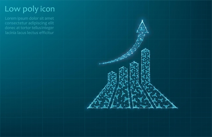 Vector 그리드와 점으로 구성된 성장 차트 벡터 이미지비즈니스 일러스트레이션 그래픽 성장 개념