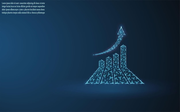 Growth chart vector image composed of grid and dotsBusiness illustration graphics growth concept