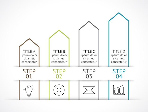 Vector growth chart with arrows infographic graph with 4 steps and options