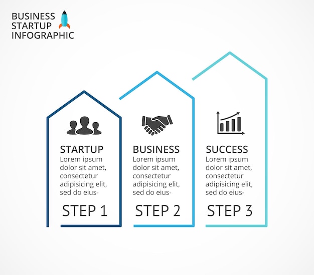 Vector growth chart with arrows infographic graph with steps and options