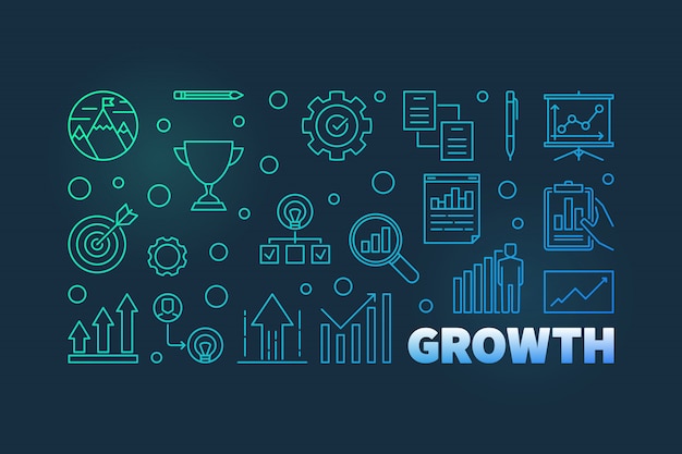 Growth colorful banner in outline style