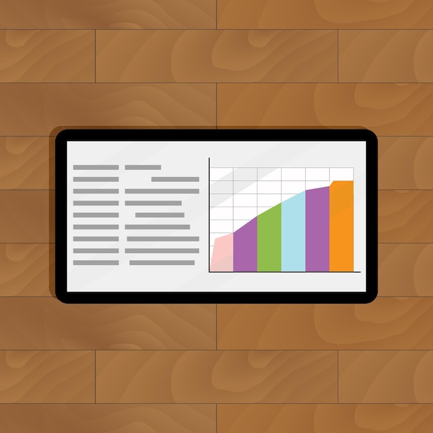 Vector growth data on screen tablet
