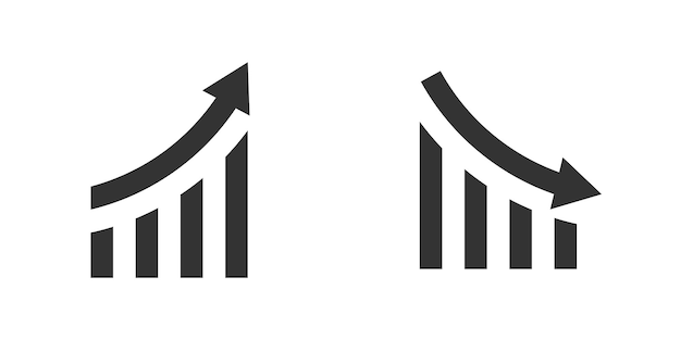 Growth decline icon Financial arrows up and down Vector illustration