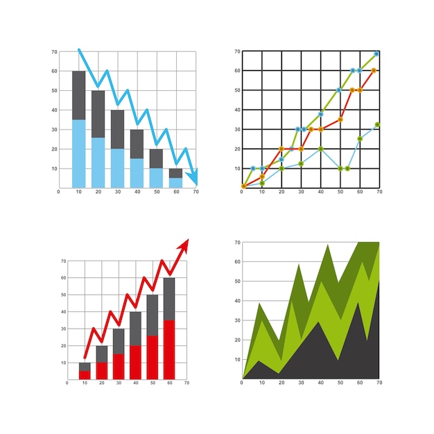 Icone di statistiche di economia della crescita