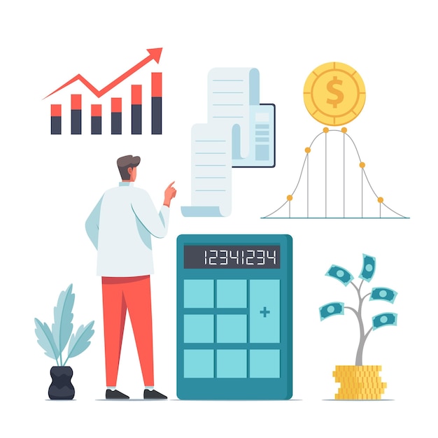 Vector growth finance strategy flat illustration