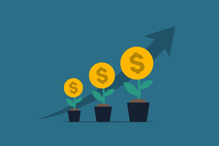 Vector growth from investment planting seeds for a prosperous future